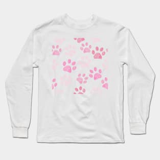 Pink doodle paw prints Long Sleeve T-Shirt